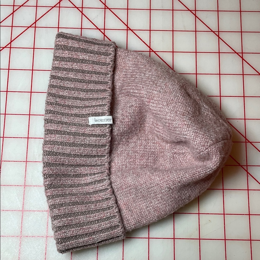 Red Leather Gloves with Pink Beanie and Knit Scarf - Picture 4 of 4